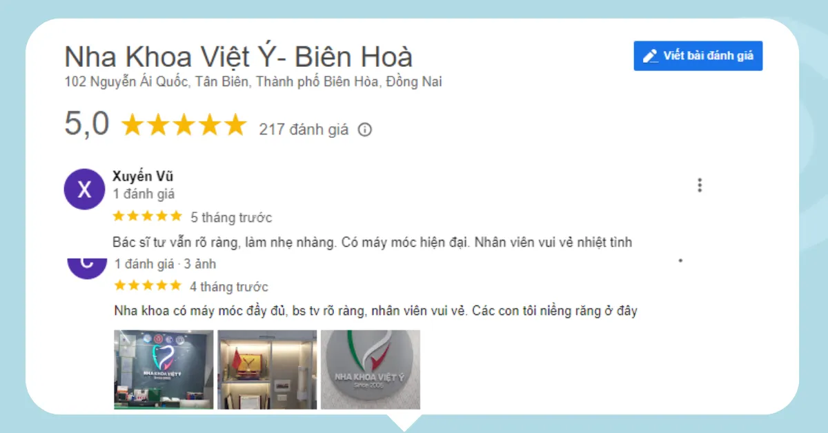 Đánh giá chung khách hàng về Nha khoa Việt Ý.