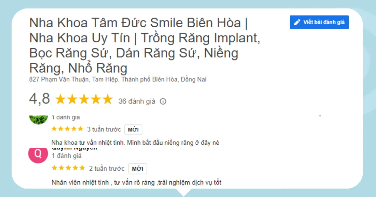 Phản hồi của khách hàng về trải nghiệm dịch vụ tại Nha khoa Tâm Đức Smile