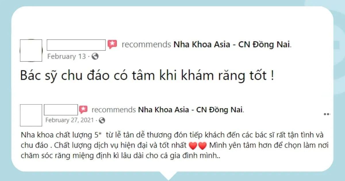 Khách hàng đánh giá về Nha khoa Asia - Biên Hòa