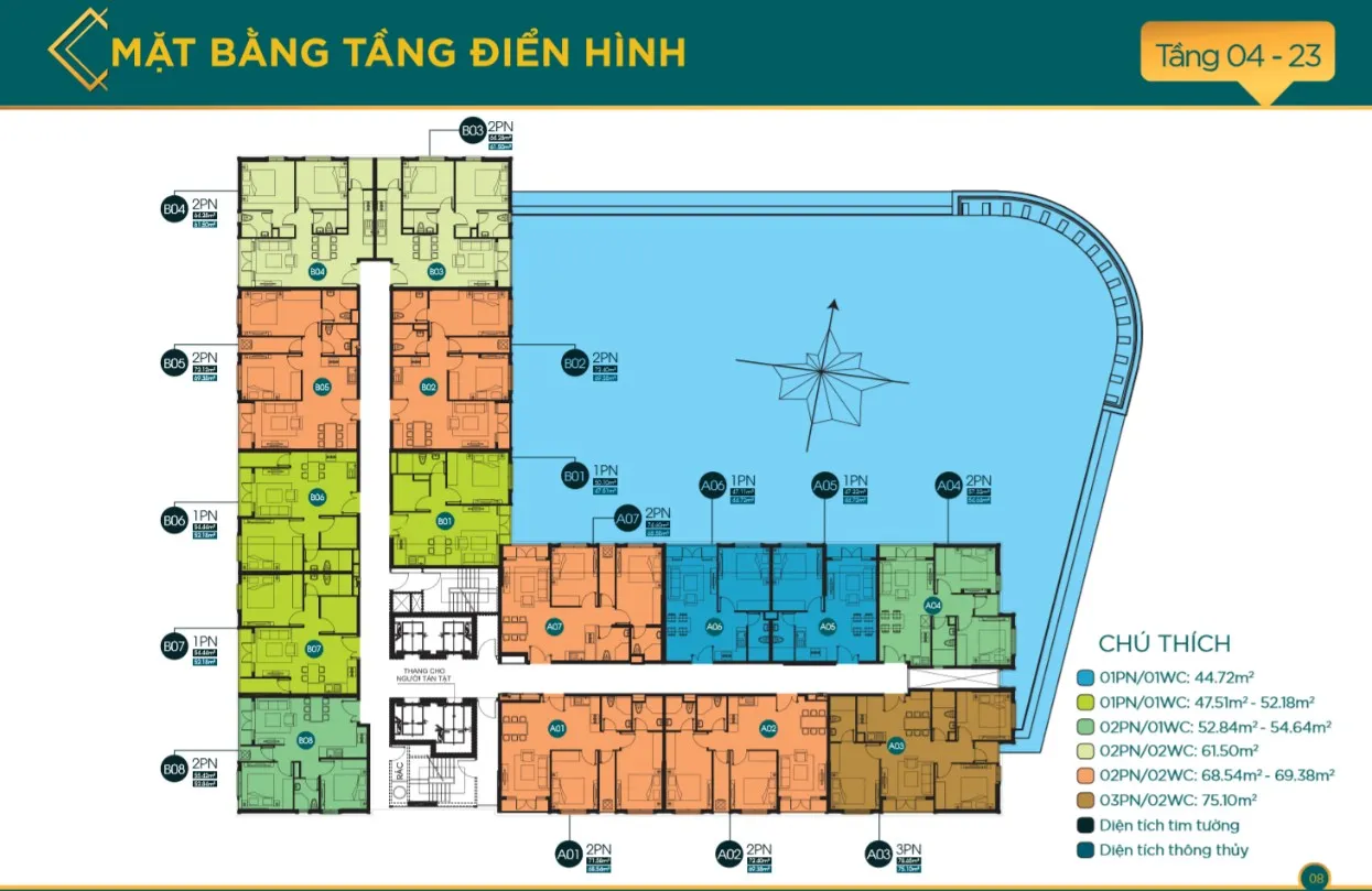 Bố trí mặt bằng tầng điển hình giúp tối ưu hóa không gian