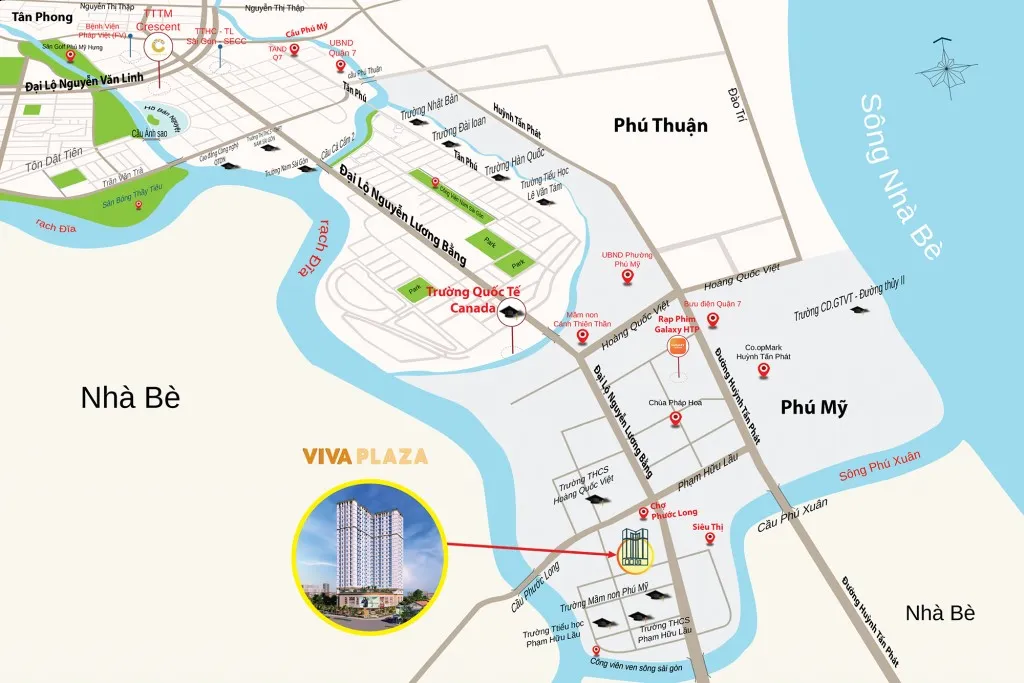 Vị trí dự án căn hộ Viva Plaza tại mặt tiền Nguyễn Lương Bằng, Quận 7