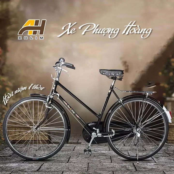 Xe đạp Phượng Hoàng cổ với khung thép đặc trưng và thiết kế hoài cổ