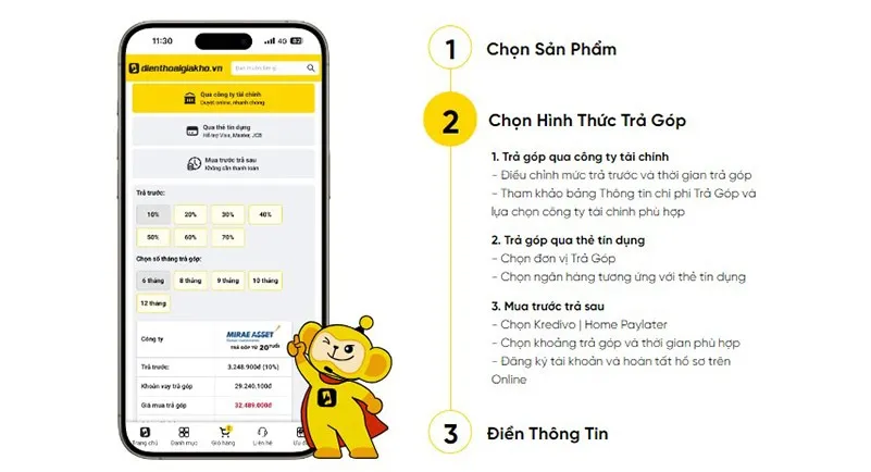 Mua điện thoại trả góp dễ dàng nhanh chóng không cần bằng lái xe