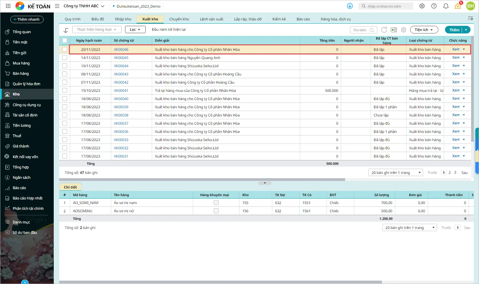 Lập phiếu xuất thủ công