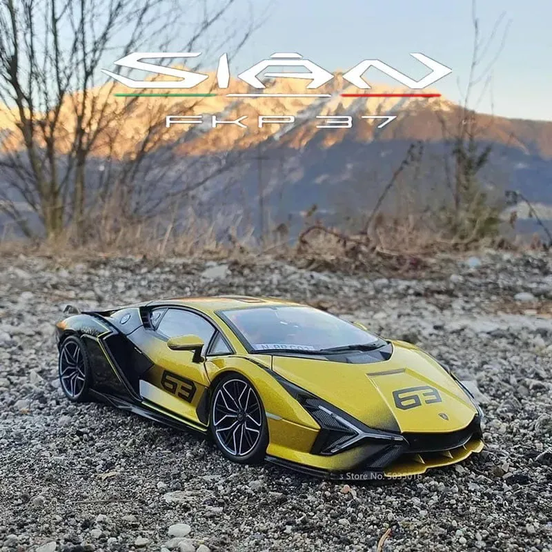 Xe mô hình Lamborghini Sian FKP37 Gold-Black 1:18 Bburago
