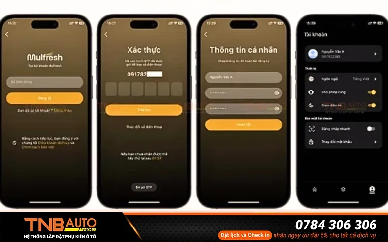 Đăng ký tài khoản trên ứng dụng bộ khuếch tán nước hoa ô tô