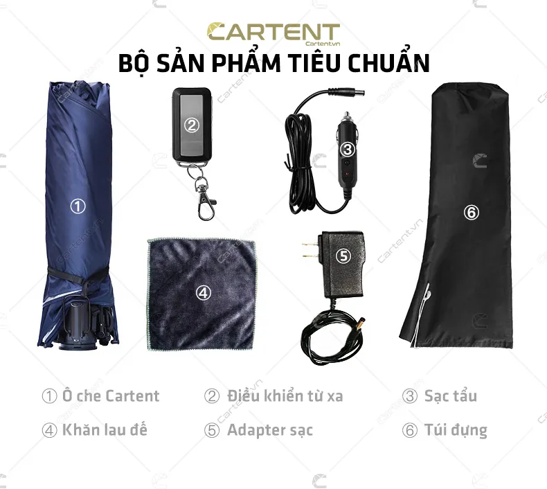 Mẫu ô che ô tô thông minh Cartent phiên bản tiêu chuẩn cho xe sang