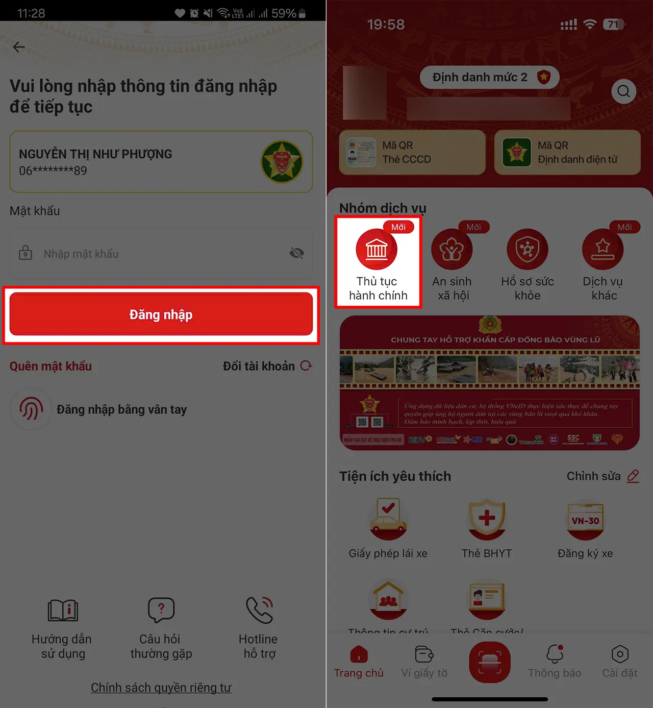 Truy cập mục Thủ tục hành chính để bắt đầu đăng ký xe trực tuyến.