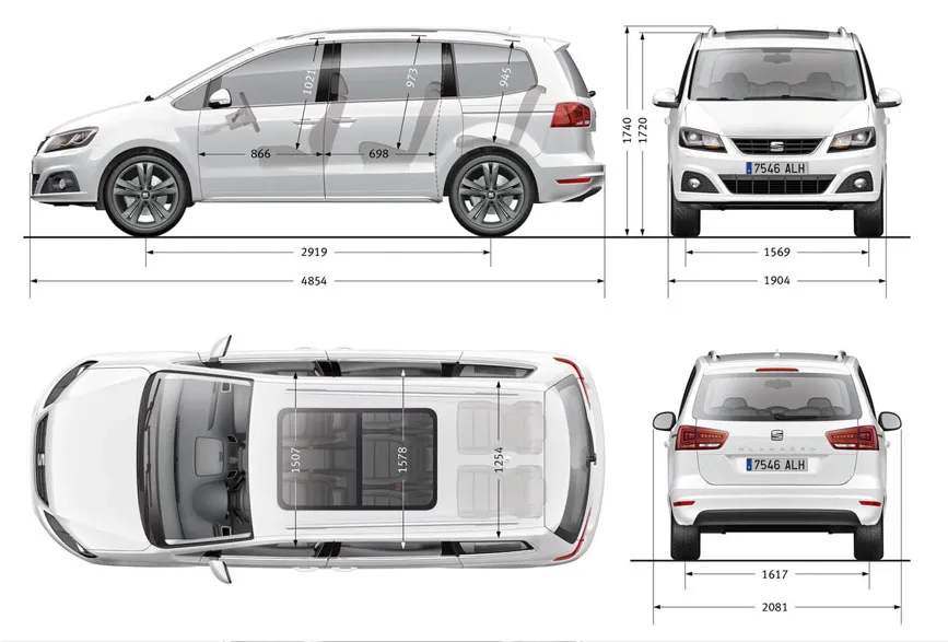 Bảng trọng lượng xe 7 chỗ và khả năng chịu tải khung gầm
