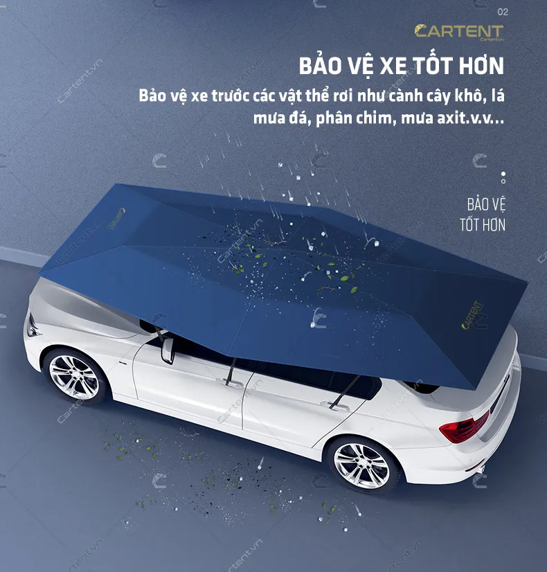 Sử dụng ô che ô tô thông minh giúp bảo vệ xe ngoài trời