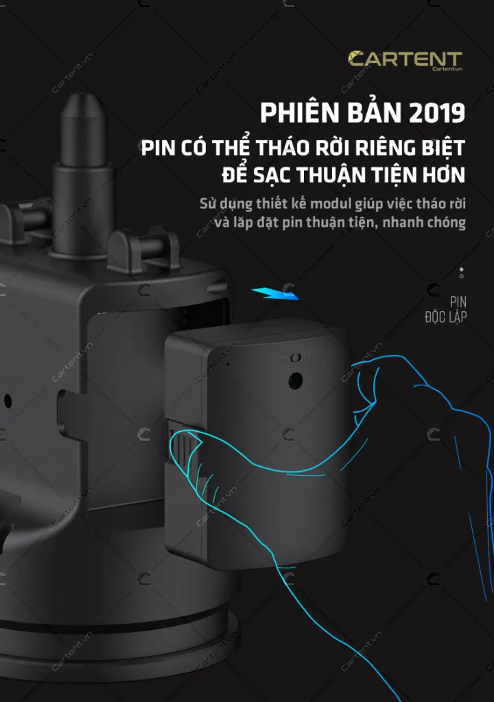 Hệ thống pin tháo rời của ô che ô tô thông minh Cartent