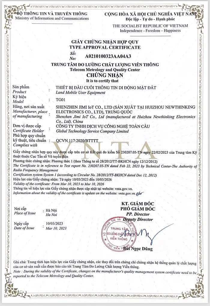 chứng nhận hợp quy tg01