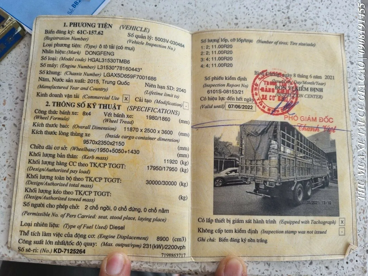 Tổng thể xe tải Dongfeng 4 chân cũ đời 2015 sẵn sàng phục vụ khách hàng