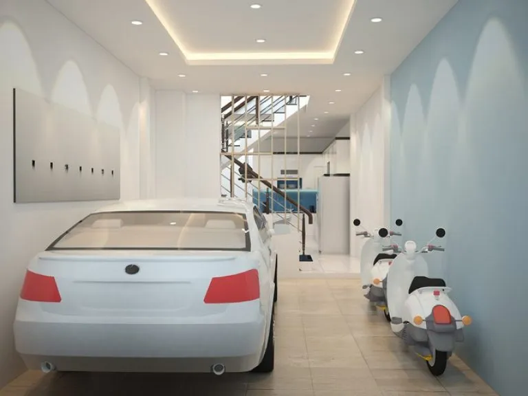 Mẫu thiết kế gara ô tô hiện đại tối ưu hóa không gian sử dụng trong nhà phố