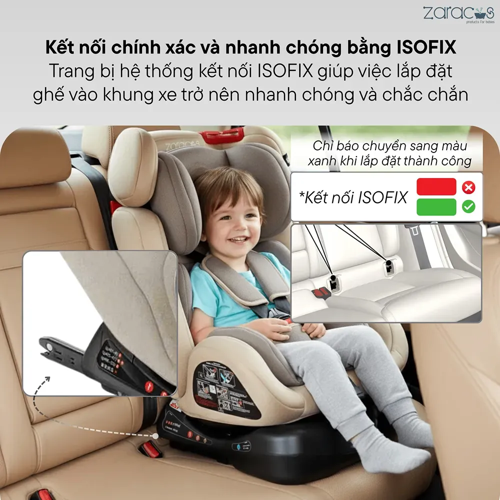 Ghế ô tô Zaracos Aroma 7196 với hệ thống Isofix