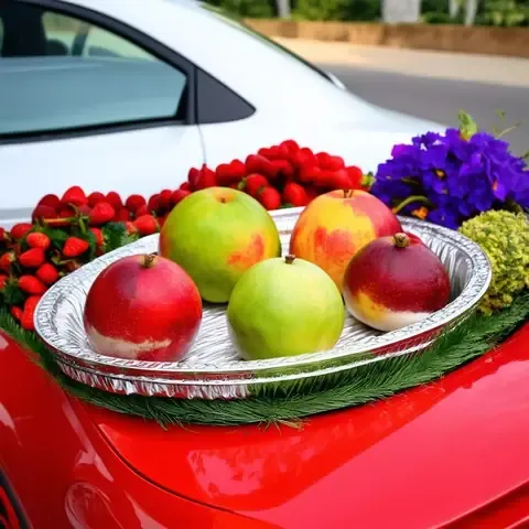 Mâm cúng xe ô tô cần được chuẩn bị đầy đủ và sắp xếp gọn gàng