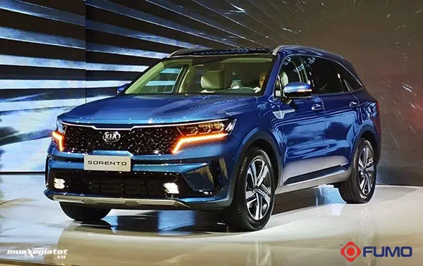 hình ảnh xe ô tô đẹp - Kia 7 chỗ màu xanh dương hiện đại và cá tính