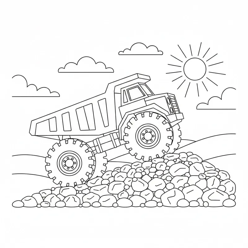 Hình tô màu xe ben đáng yêu cho bé thích xe công trình