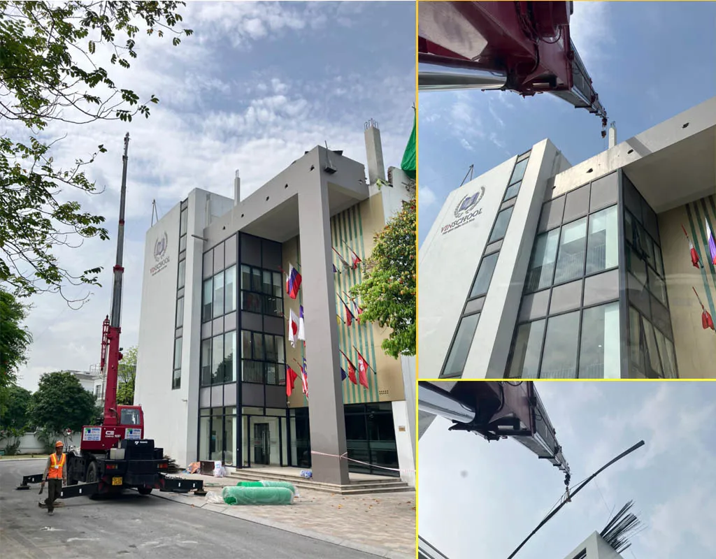 Ishida cho thuê xe cẩu xây dựng tại Vinschool Long Biên