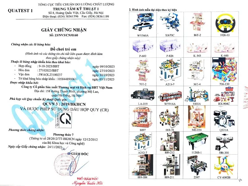 Chứng nhận kiểm định chất lượng tại Babycuatoi.vn