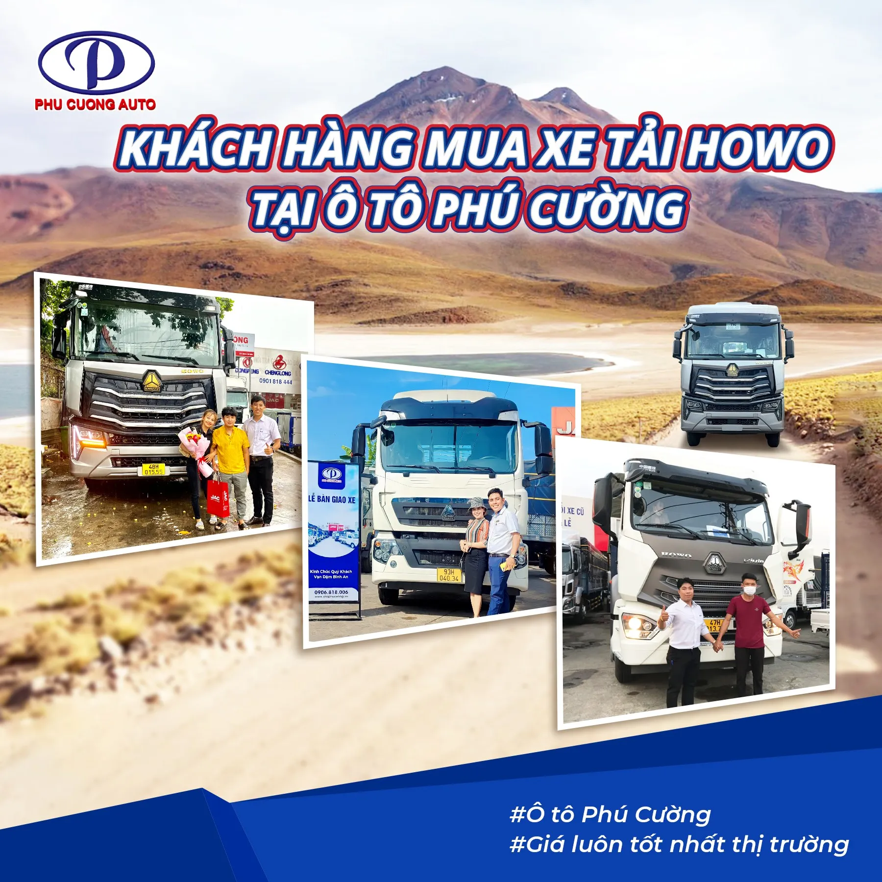 Khách hàng nhận bàn giao xe Howo 4 chân để phục vụ dự án san lấp hạ tầng