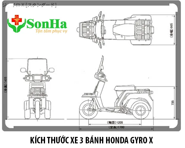 Cận cảnh phía trước xe Honda Gyro X 3 bánh chính hãng
