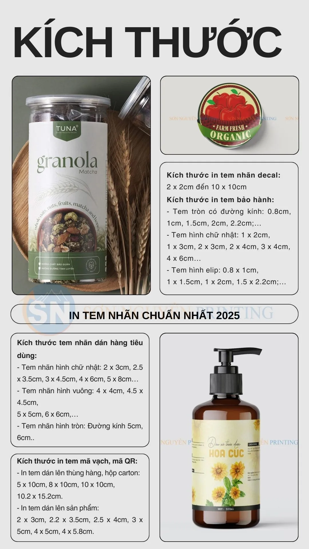 Kích thước tem nhãn tiêu chuẩn cho phụ tùng JAC