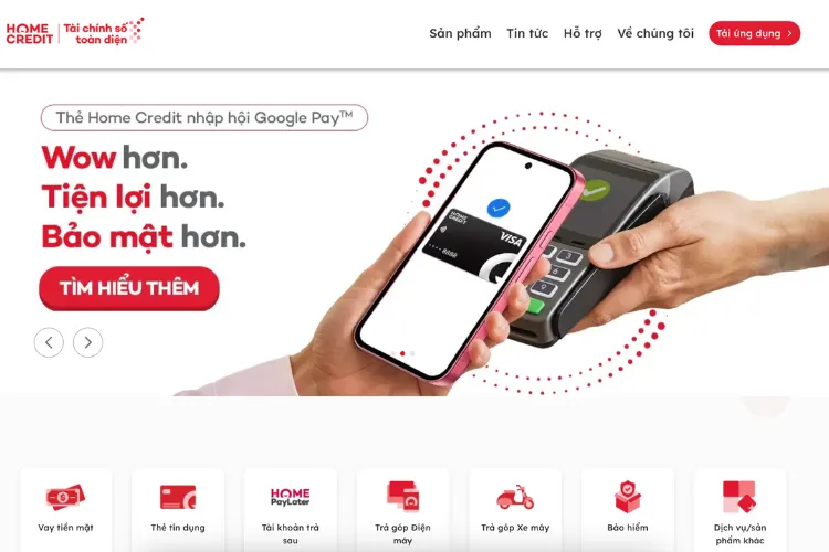 Kiểm tra khoản vay trả góp còn bao nhiêu tháng với website Home Credit giao diện dễ sử dụng.