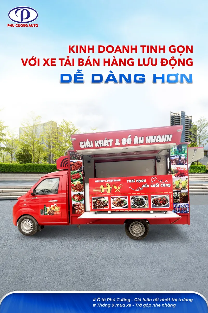 Thùng xe bán hàng lưu động hiện đại được đóng mới
