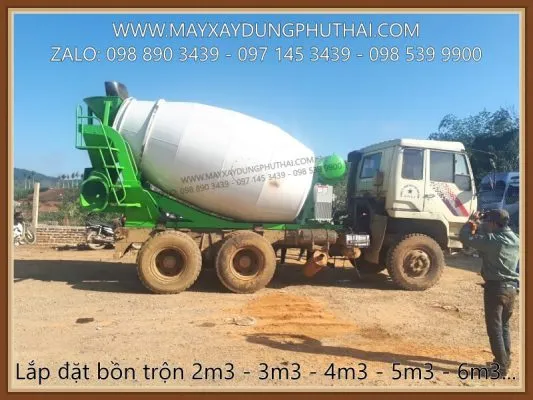 Hoàn thiện xe bồn trộn bê tông 6m3 model HPT6 trên giá chassis