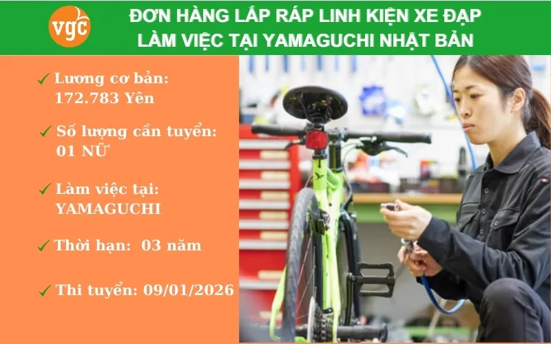 Đơn Hàng LẮP RÁP LINH KIỆN XE ĐẠP Tại Yamaguchi Nhật Bản
