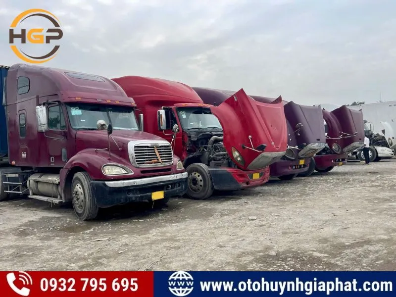Lô xe đầu kéo Mỹ cũ thương hiệu Freightliner và International tại bãi
