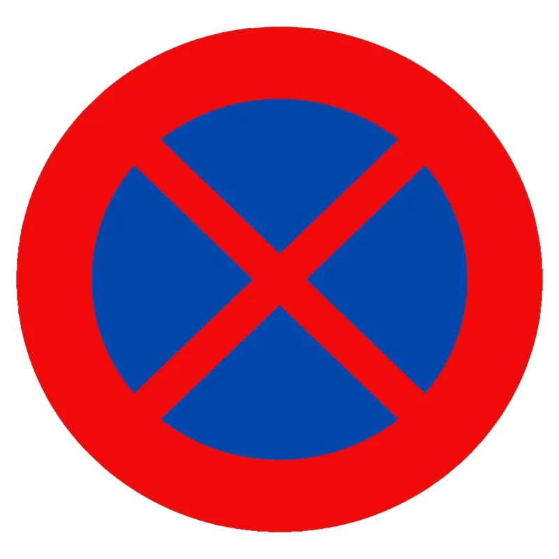 Đặc điểm nhận diện biển cấm dừng xe ô tô số hiệu 130 với hình tròn nền xanh và hai gạch chéo đỏ