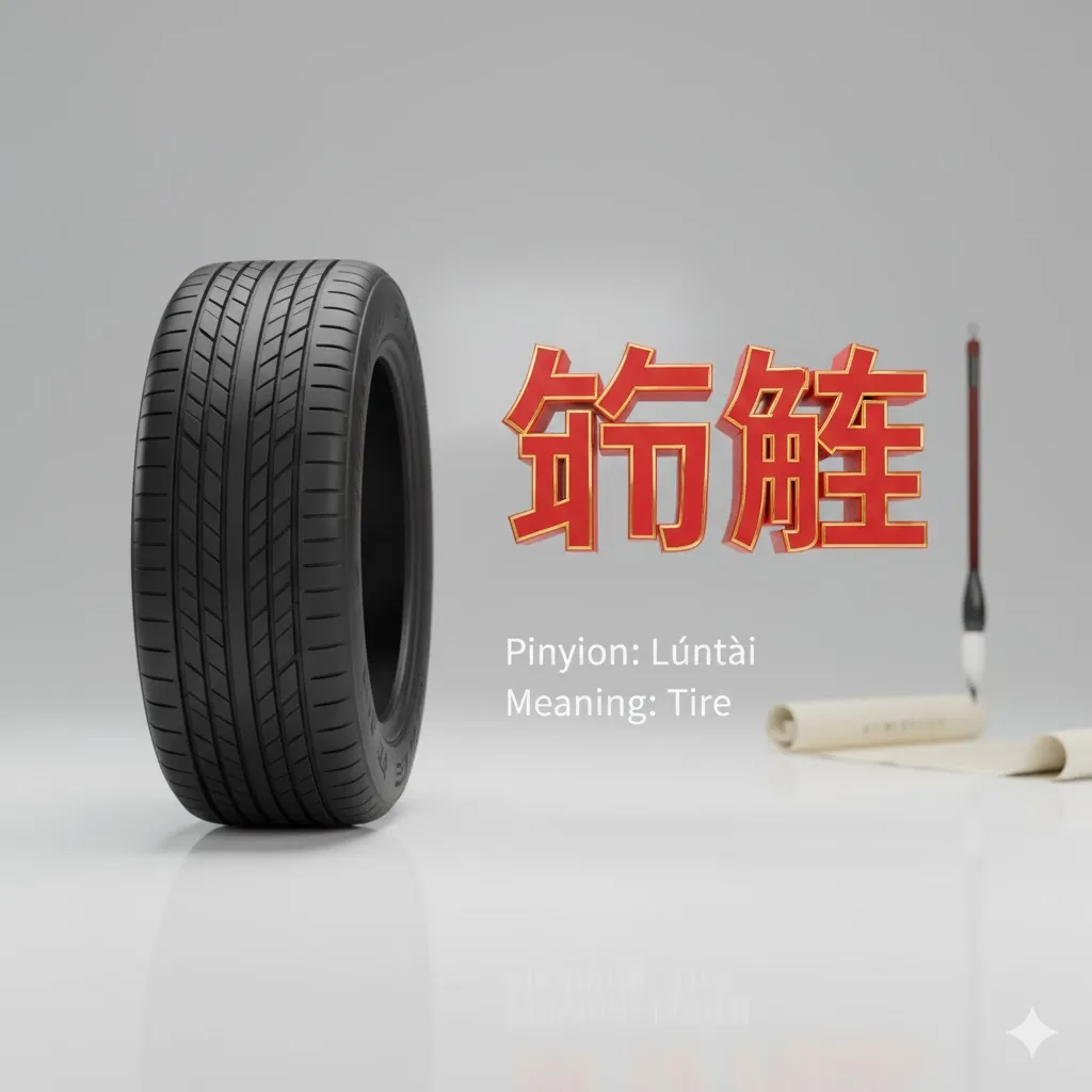 Hình ảnh minh họa về cấu tạo và tên gọi lốp xe ô tô trong tiếng Trung
