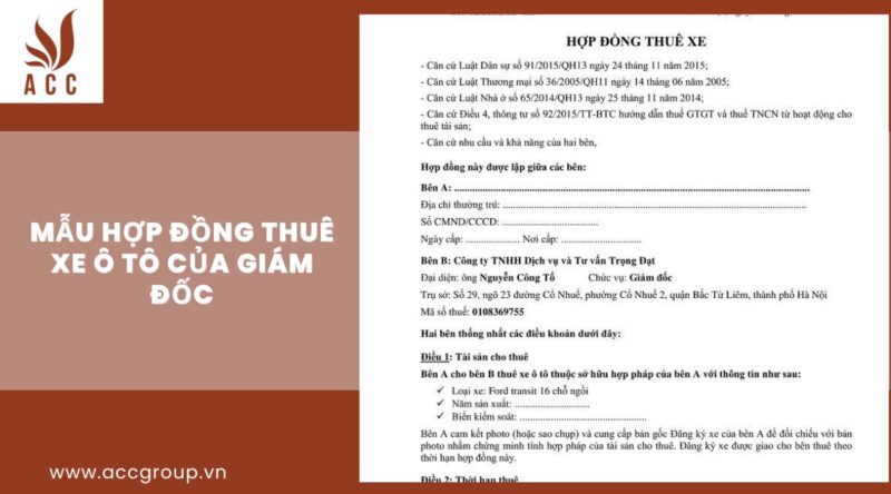 Mẫu hợp đồng cho thuê xe ô tô chuẩn pháp lý và mới nhất 2024