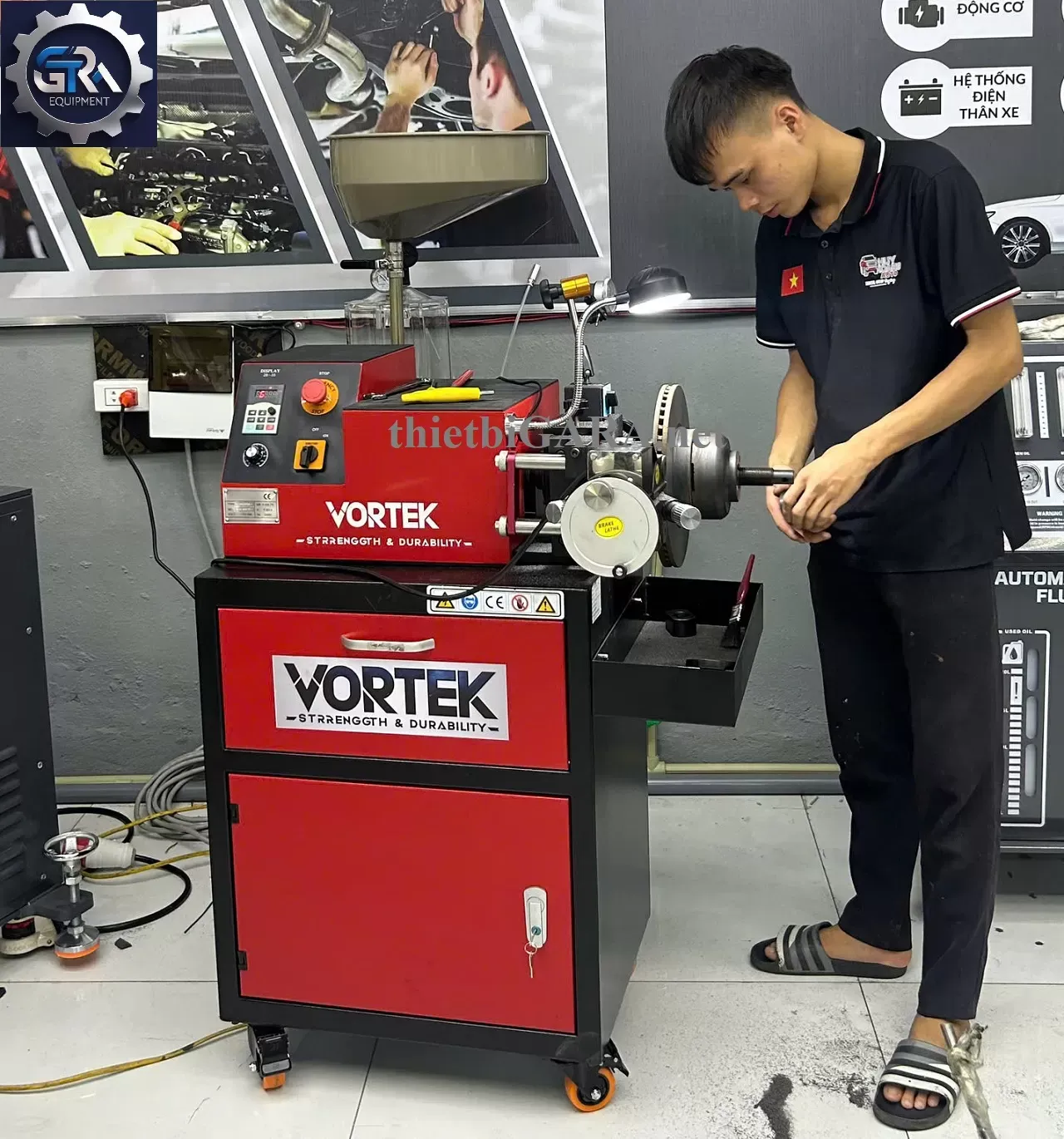 Máy láng đĩa phanh và tang trống Vortek V553 chính hãng