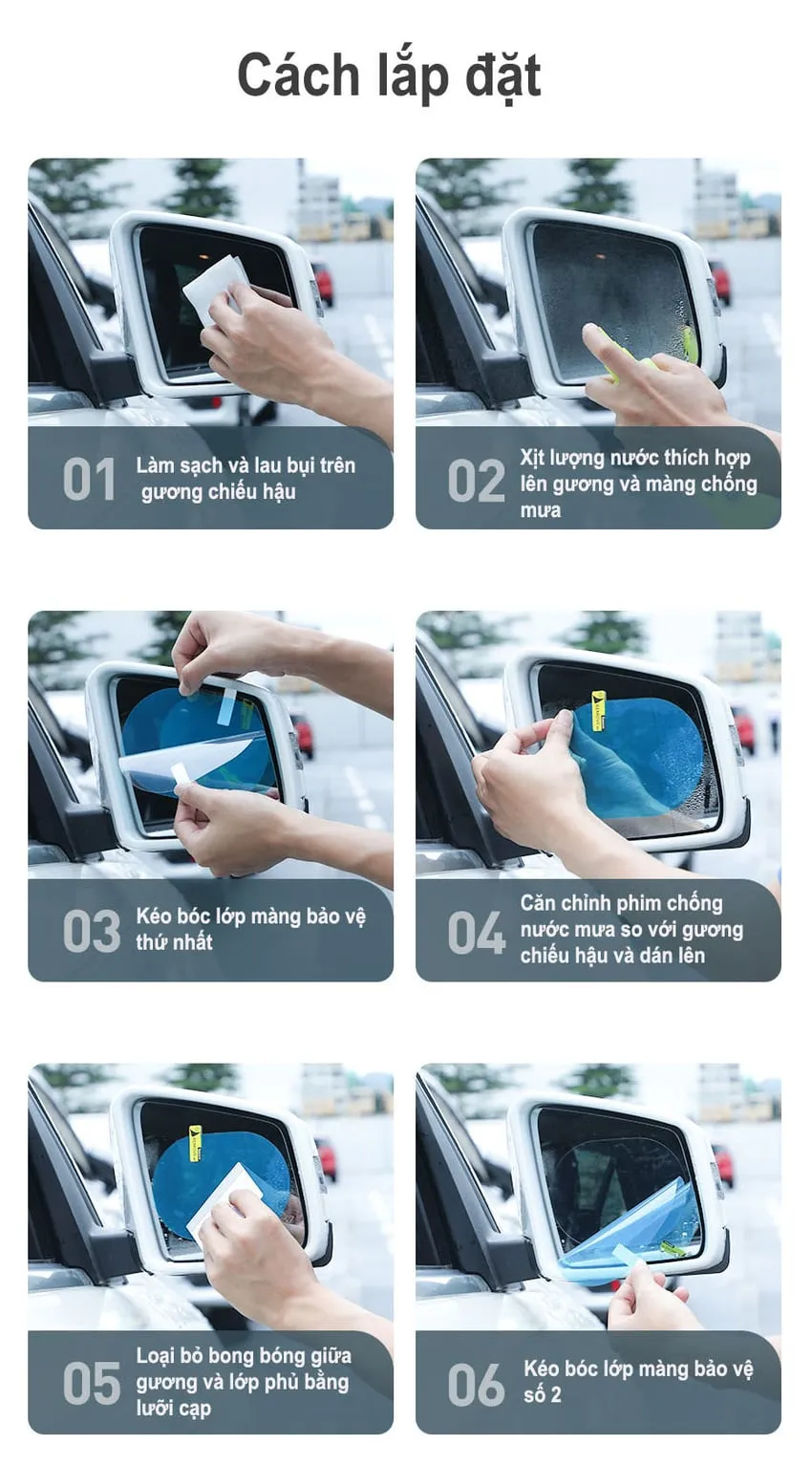 Hướng dẫn các bước lắp đặt miếng dán chống nước cho gương