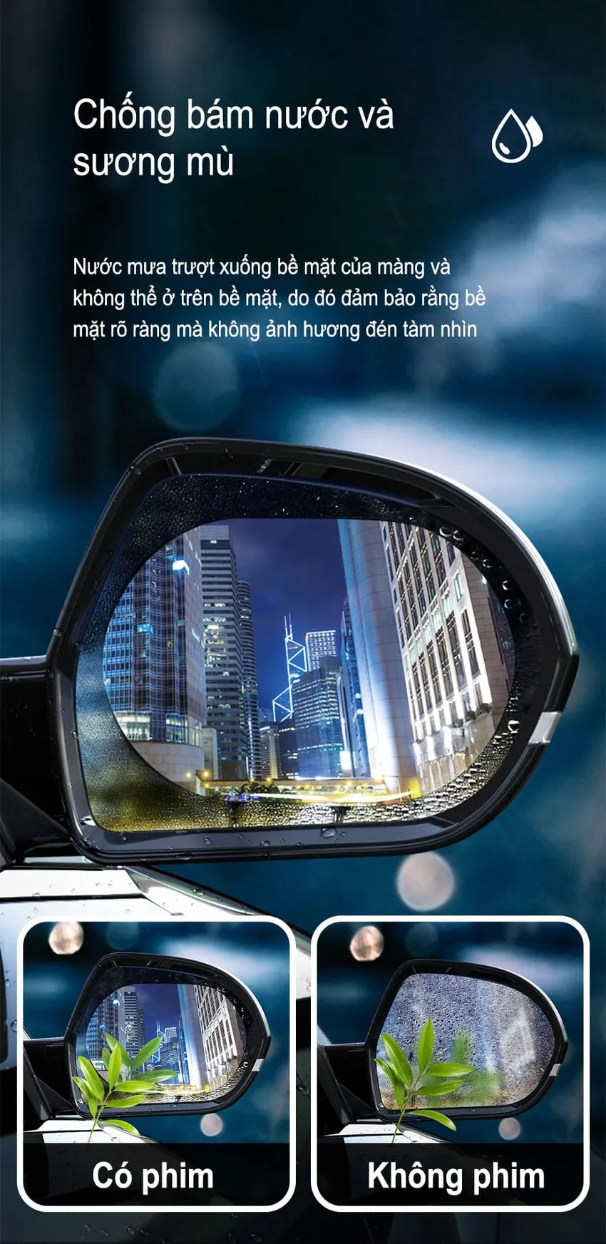 Ngăn nước hiệu quả với miếng dán chống nước cho gương chiếu hậu