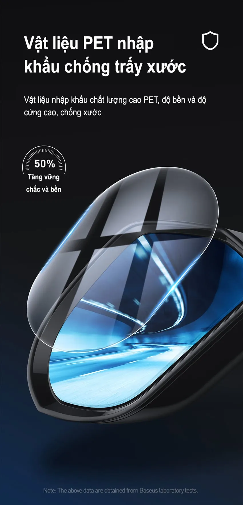 Lớp vật liệu PET chống trầy xước của miếng dán gương chiếu hậu