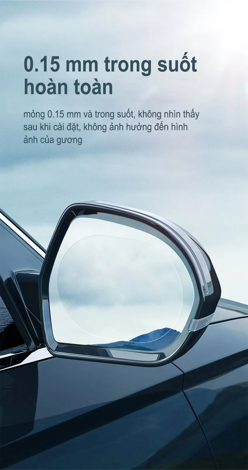 Kích thước mỏng nhẹ của miếng dán chống nước cho gương ô tô