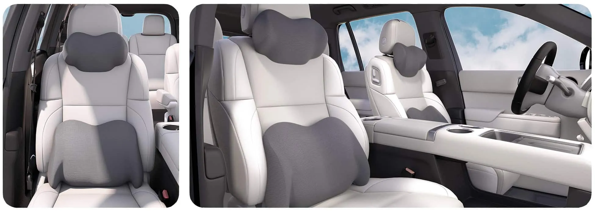 Mô phỏng thực tế bộ gối tựa lưng xe ô tô 70mai lắp đặt trên xe sang trọng