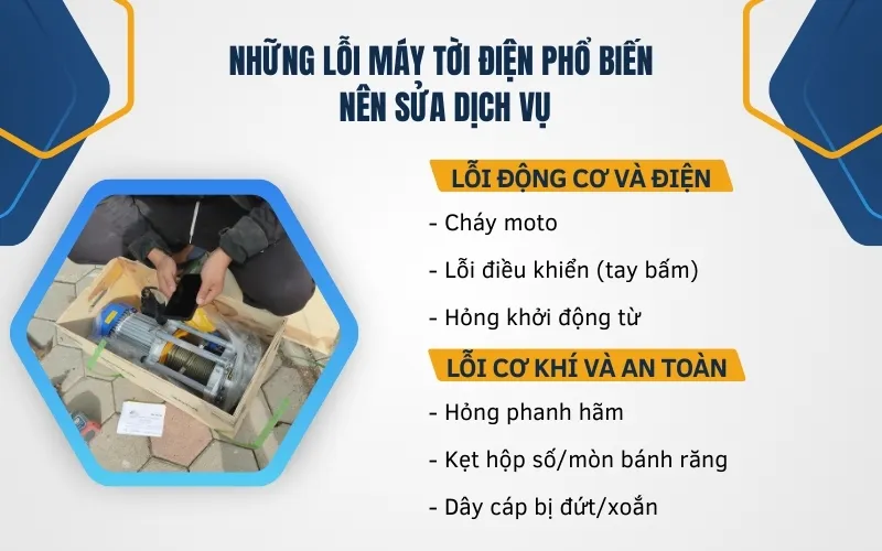 Các lỗi thường gặp khi sửa chữa máy tời điện công suất lớn