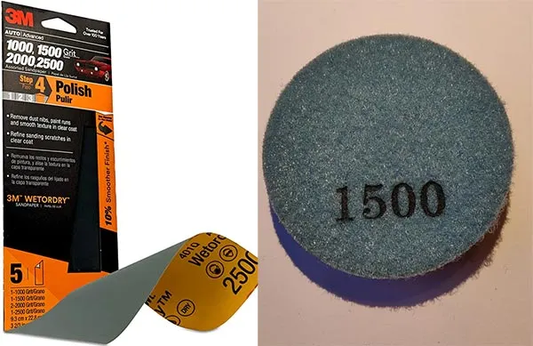Lần lượt sử dụng giấy nhám 2000-grit và 1500-grit để loại bỏ lớp sơn cũ