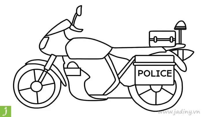 Tranh tô màu ô tô cảnh sát là học liệu tuyệt vời cho giáo dục sớm