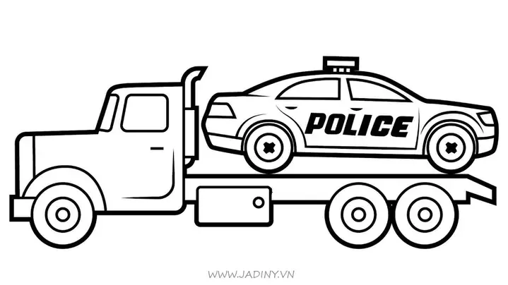 Màu sắc trên tranh tô màu ô tô cảnh sát mang nhiều ý nghĩa giáo dục