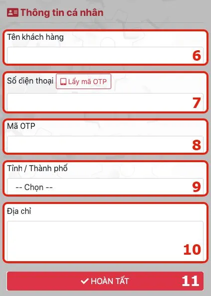 Màn hình hoàn tất đăng ký bảo hành Sharp