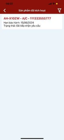 Trạng thái tiếp nhận yêu cầu kích hoạt