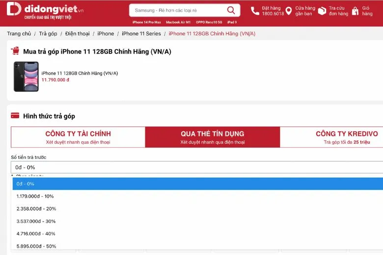 Trả góp qua thẻ tín dụng