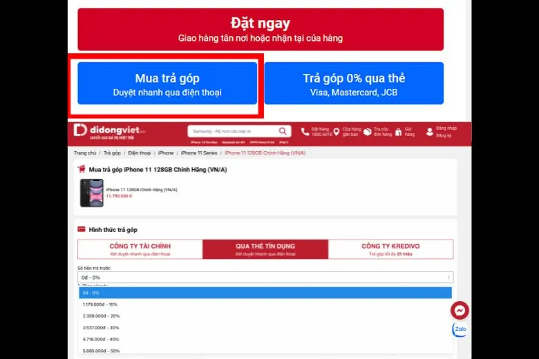 Quy trình trả góp online
