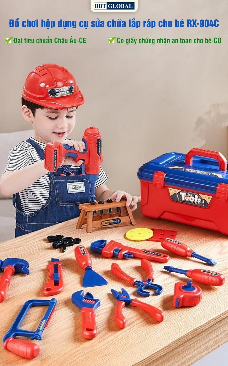 Hộp đồ chơi dụng cụ sửa chữa cơ khí RX-904C cho bé trai 2026